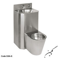 stanless steel toilet containing sink